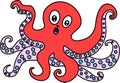 Red cartoon octopus Royalty Free Stock Photo